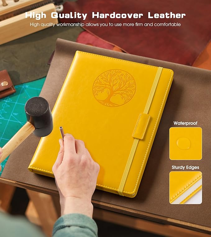 Biuwory Lined Journal Notebook for Women Men,256 Pages B5 Large Hardcover Leather Journals for Writing,Travel,Business,Work & School,College Ruled Notebooks for Note Taking,Diary Notepad 7.8"×10.2"
