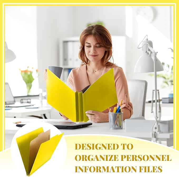 Skyygemm 12 Pcs Classification Folders Letter Size, 1 Divider Pressboard File Folder with Fasteners, Expanding File Organizer Bulk for School Teachers, Office Employee, Coworker, Staff (Yellow)
