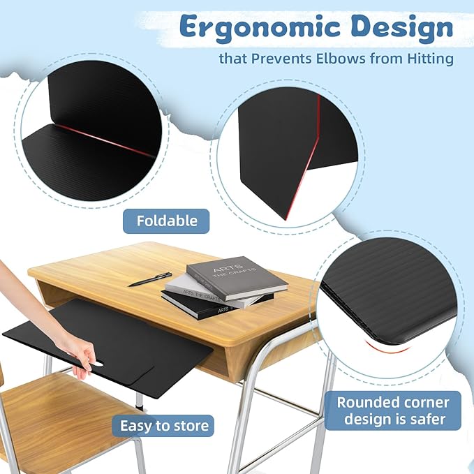 24-Pack Plastic Desk Dividers for Students, Privacy Folders for Students - Durable & Easy-to-Clean Privacy Panels with 40 Labels & Light Holes, Testing Dividers for Classroom - Classroom Must-Haves