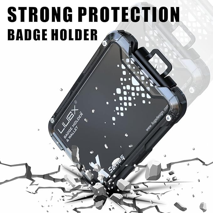 LIUGX Carbon Fiber Badge Holder, ID Card Holder with Metal Clip - Heavy Duty Portable Wallet (Holds 1to 4 Cards),for Office Police Worker Outdoor,Hot Pink