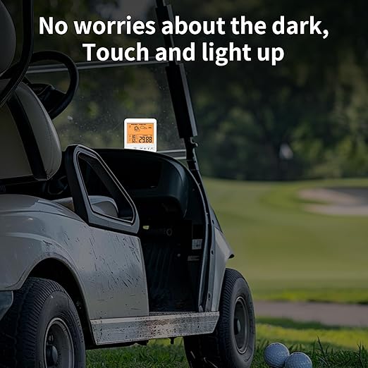 Digital Barometer Ambient Weather Forecast Clock Thermometer and Hygrometer for Golf Cart, Boat, Home, Office Easy to See Time, Temperature, Humidity, & Pressure