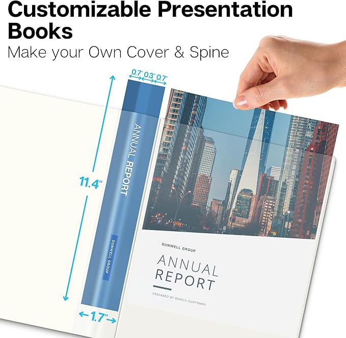 Dunwell Presentation Binder 12-Pocket, Displays 24 Pages, 8.5x11 Portfolio Binder with Plastic Sleeves, Storage and Organizer for Documents, Certificates, Projects, Photos (Ivory)