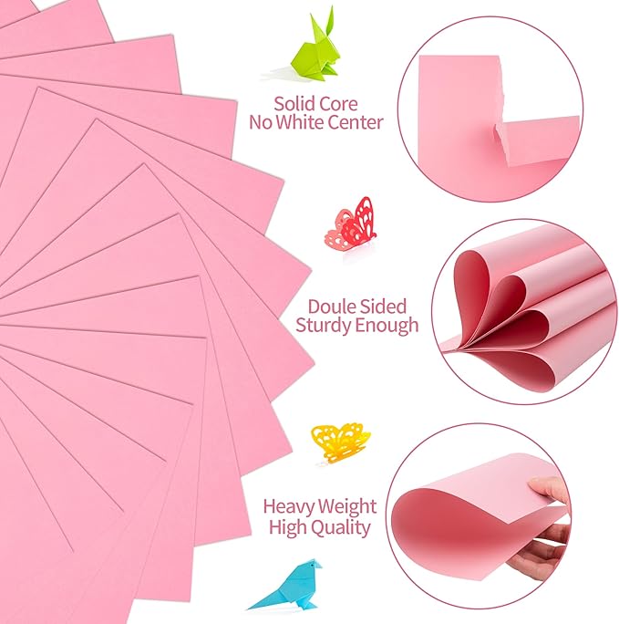 25 Sheets Pink Cardstock - 8.5'' x 11'' Double-sided Cover Card Stock 92lb/250gsm Heavyweight Paper for Art Crafts Scrapbooking Wedding Valentine's Day Cards Party Décor UAP13PK