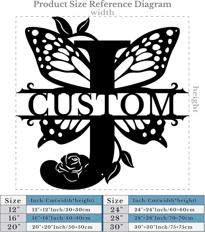 Personalized Custom Letter Name metal Signs,Custom Black Letter Monogram Wall Art Decor,Metal Signs Plaques Outdoor wall Decorative Signage (J)