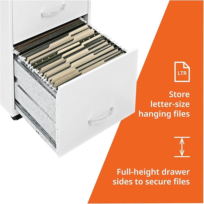 Lorell LYS SOHO Box/File/File Mobile White File Cabinet, 3 Drawer, 26.5 x 14.3 x 18 in
