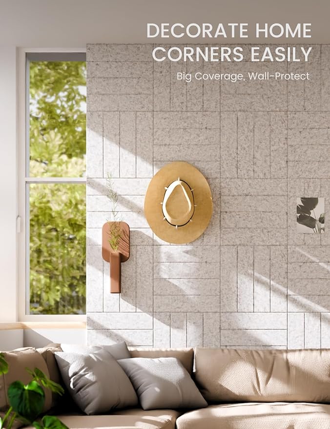 Fluxynara Large Felt Bulletin Board 48" x 36" Cork Board Alternative - 6 Pack with 40 Safe Removable Adhesive Tabs, Cork Boards for Walls for Home Office Classroom Pin Board-Light Gray