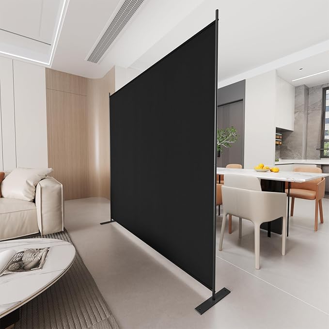 C-Hopetree 1 Panel Room Divider, 6 Ft Tall Indoor Folding Privacy Screen, Portable Partition Separator, Freestanding Separation Temporary Wall for Office, Bedroom, 71" W X 71" H, Black
