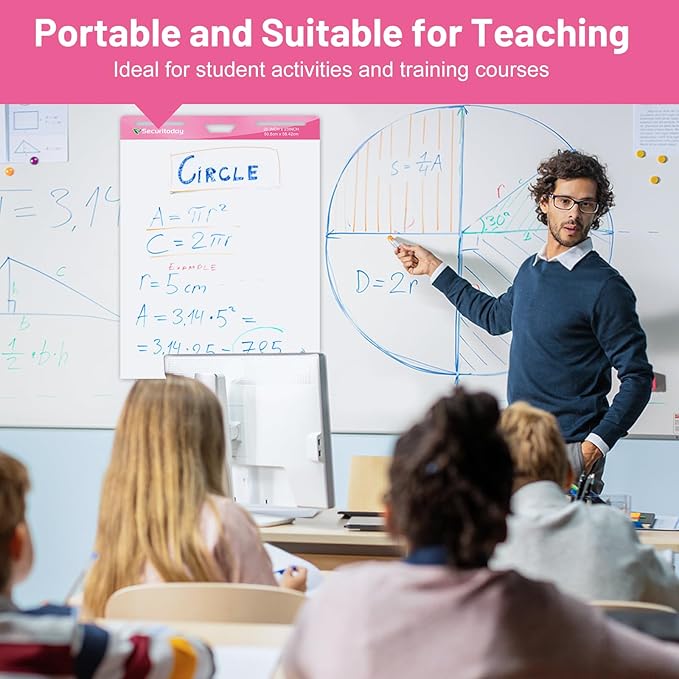 Securitoday Sticky Easel Pad - 20 x 23 Inches Flip Chart Paper for Teachers, Super Sticking Power & Bleed-Resistant - Self-Stick Easel Paper for Office, School, Classroom Supplies, 35 Sheets/Pad, 3 Pads/Pack