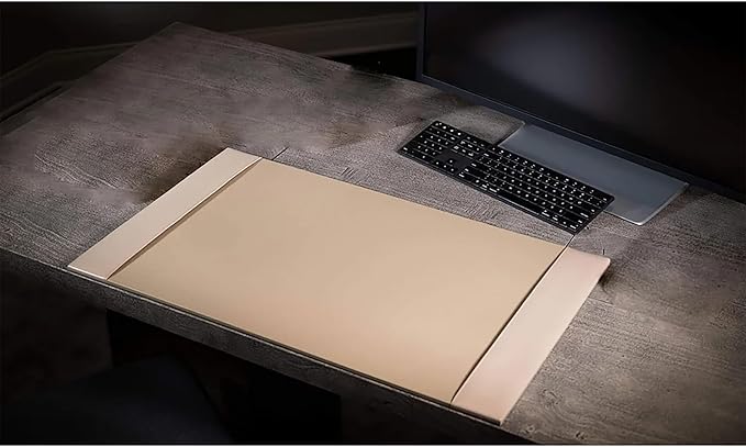 Dacasso Bonded Set Luxury Leather Desk Pad & Desk Organization Essentials, 3 Piece, White Latte