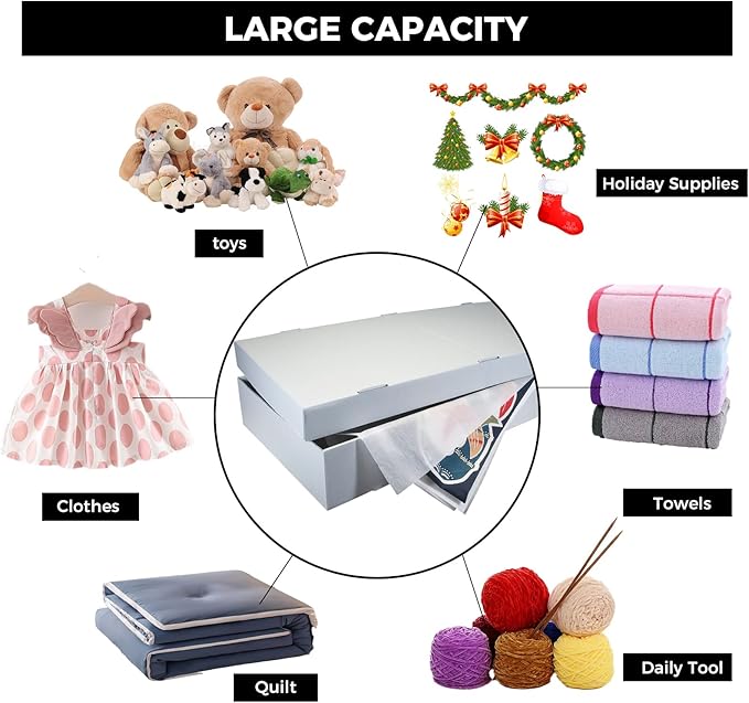 Lineco, Under Bed Storage Bins, Large Capacity Box with Lid, Archival Containers for Organizing Wedding Dress, Quilts, Gowns, Family Heirlooms, Forever Keepsake Garment, 40x18x6 Inch