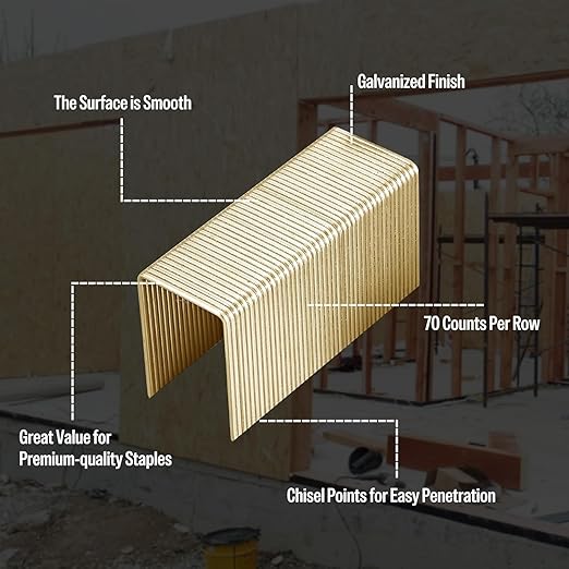 meite 16 Gauge 1-Inch Wide Crown Staples 3/4'' Leg, Galvanized P-Type Heavy Duty Construction Staples for Stapler Gun - Roofing Subflooring House-Wrap, Strong Holding & Tear-Resistance, 10,000 PCS