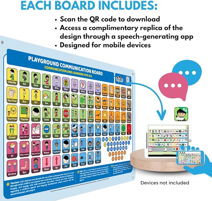 Outdoor Rated Plastic School Playground Communication Board - Weather-Proof Inclusive Communication Aid for Autism & Inclusive Play