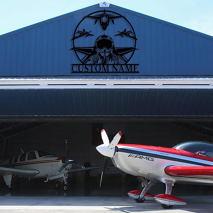 Personalized Metal Airplane Wall Art, Airplane Name Sign, Customized Pilot Name Sign, Airplane Hangar Sign Decor, Aviation Home Office Decor, Large Outdoor Decor, Pilot Gifts, Aircraft Lovers Gift