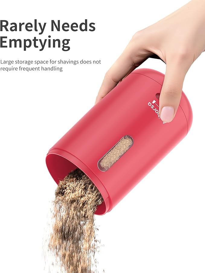 Aniborsa Automatic Electric Pencil Sharpener - Auto Feed, Auto Stop & Auto Eject, Rechargeable for Classroom, Home, School, Office, Rose Red