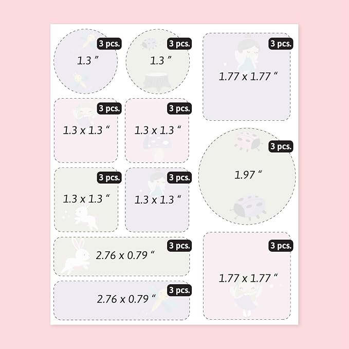 Large Name Labels for Kids (33) - Custom Stickers for Daycare and School Supplies - Durable, Waterproof Stickers for Water Bottles, Lunch Boxes, and More with Unique Designs - Fairy