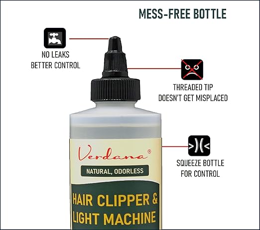 Verdana Hair Clipper & Trimmer Oil – 8 Fl Oz – Plant-Derived Light Machine Oil for Clippers, Sewing Machines, Shredders & Electric Razors – Natural, Odorless, Non-Toxic Lubricant