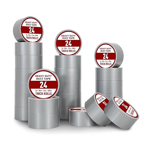 Hymula Duct Tape, 24 Roll Silver Tape, 30 Yards x 2 Inch Silver Tape, Multi Packing Tape, Heavy Duty Waterproof Duct Tape, Tear by Hand and No Residue, Bulk for Home Use, Repairs and Office Supplies