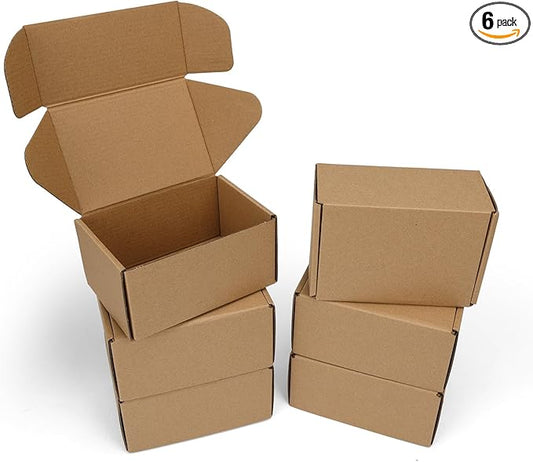 PHAREGE 6x4x3 inch Shipping Boxes 6 Pack Brown, Tab Lock Tuck Top Mailer Boxes for Packaging Small Business, Small Cardboard Gift Boxes for Wrapping Mailing Present
