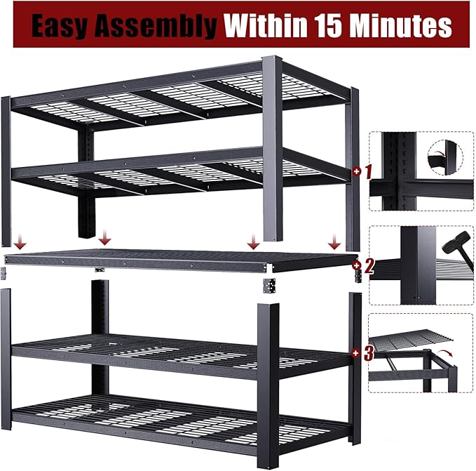 ZEUKMXOO 62" W 3050LBS Storage Shelves Unit,5 Tier Heavy Duty Metal Shelving Unit and Storage Large Rack,72" H x62 W x24 D Adjustable Metal Shelving Unit,Garage Shelves for Basement,Warehouse