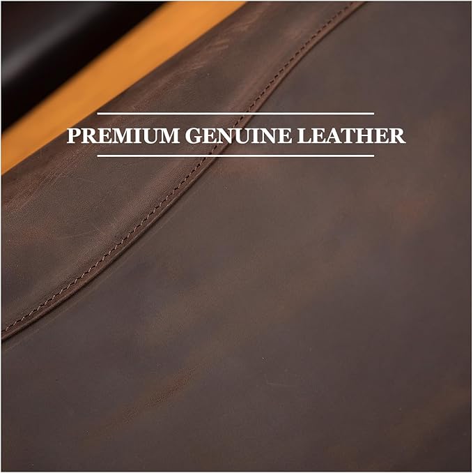 Geslun Genuine Leather Portfolio, Legal Size 8.5 x 14 Pad Holder, Business Padfolio for Men and Women, Zippered 14" Laptop Organizer, Executive Professional Work Travel Notepad Folio, Dark Khaki
