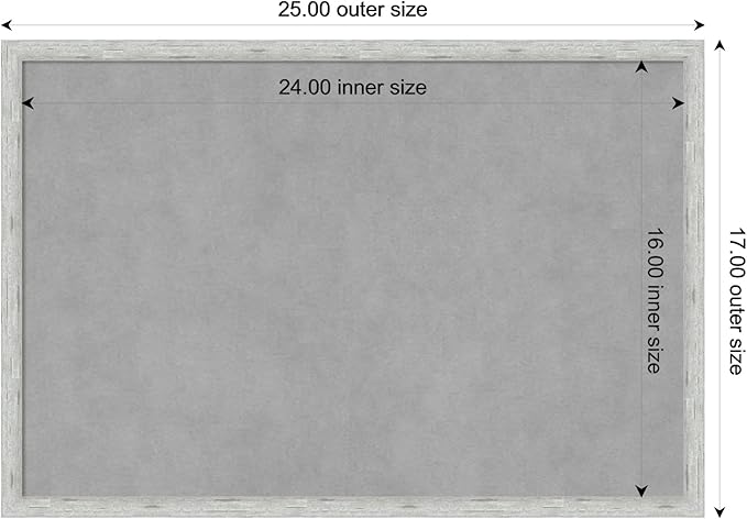 Amanti Art Silver Framed Magnetic Board 17x25 Medium Vision Board for use with Magnets, 100% Metal Sheet to Display Items as Office Decor or for Home Organization in mudroom, Kitchen or Kids Room