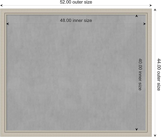 Amanti Art Silver Framed Magnetic Board 44x52 Oversize Vision Board for use with Magnets, 100% Metal Sheet to Display Items as Office Decor or for Home Organization in mudroom, Kitchen or Kids Room