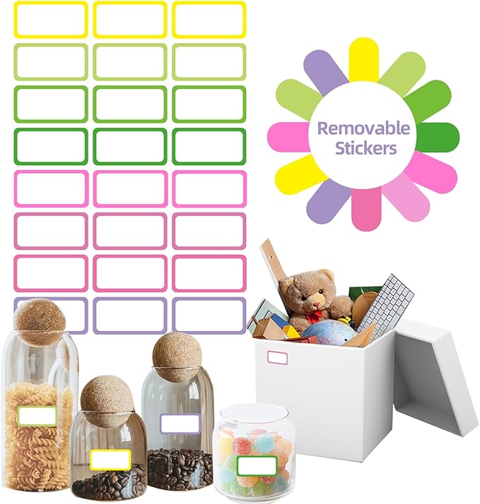 STARLIBOO Removable Freezer Labels,1x2 Inch Color Coding Removable Labels for Food Containers, Removable Label, Freezer Label to Write on/Waterproof (8 Colors,360 Pcs)