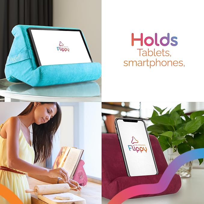 Flippy Original Tablet Pillow Stand & iPad Holder, Gift for Book Lovers & Readers, Multi-Angle Stand with Storage for Lap, Desk & Bed, Compatible with Kindle, Fire, iPad & Samsung, in The Pink Baby