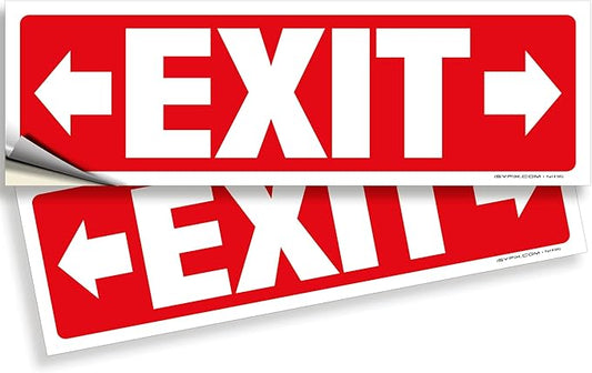 iSYFIX Exit Signs Stickers 2 Pack 12x4 Inch - Laminated Premium Vinyl Directional Right & Left Arrow Signs for Buildings, Office, Workplace, Stores, Schools, Theaters, Parking, Restaurants, Factories