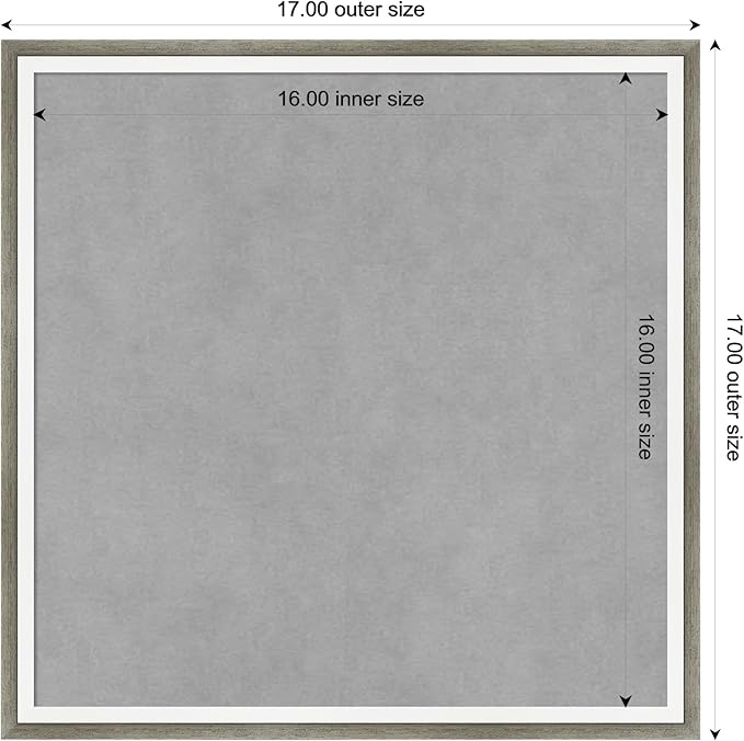 Amanti Art Silver Framed Magnetic Board 17x17 Small Vision Board for use with Magnets, 100% Metal Sheet to Display Items as Office Decor or for Home Organization in mudroom, Kitchen or Kids Room