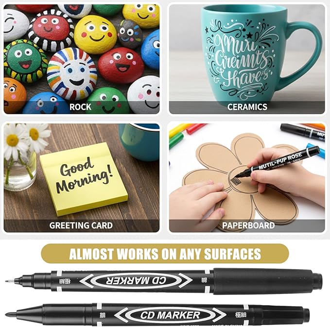 Sibba 20 PCS Dual-Tip Black Drawing Pens 0.5/1mm Bold & Fine Paint Markers, Fineliner Permanent Marker Bible Journaling Writing Pens for Artist Sketch Sketching Writing Dooding Marking Signature