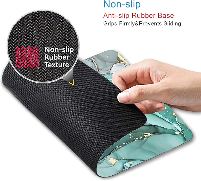 IMAYONDIA Turquoise Marble Mousepad, Computer Mouse Pad Teal, Luxury Swirl Mice pad for Computer, Non-Slip Rubber Modern Ink Art Green Mouse Pads for Laptop Desk Women Office Desktop, 9.5 X 7.9 Inch