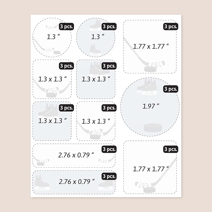 Large Name Labels for Kids (33) - Custom Stickers for Daycare and School Supplies - Durable, Waterproof Stickers for Water Bottles, Lunch Boxes, and More with Unique Designs - Hockey