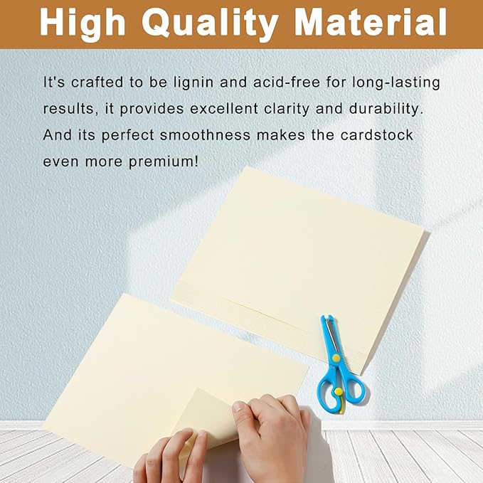 Silunkia 100 Sheets Cream Cardstock 8.5 x 11 Ivory Paper, 200gsm/75lb Off White Paper Card Stock for DIY Cards Making, Greeting Card, Business Cards, School Crafting, Menus, Certificates
