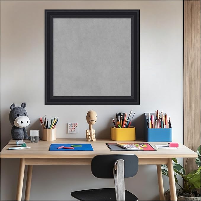 Amanti Art Black Framed Magnetic Board 24x24 Medium Vision Board for use with Magnets, 100% Metal Sheet to Display Items as Office Decor or for Home Organization in mudroom, Kitchen or Kids Room