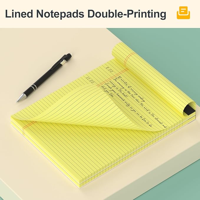 Yellow Legal Pads 8.5 x 11 College Ruled - 12 Pack Yellow Paper Tablets 8 1/2 x 11 Note Pads - Perforated Yellow Pads 8.5 x 11 Double-Size Printing Notepad 30 Sheets each Note Pad for Office School