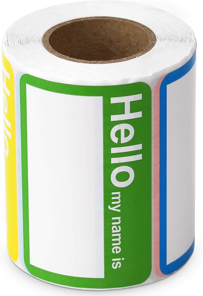 Methdic 5 Colors (Hello My Name is) Name Tags Stickers 400 Labels for Office, Meeting, School, Teachers and Mailing