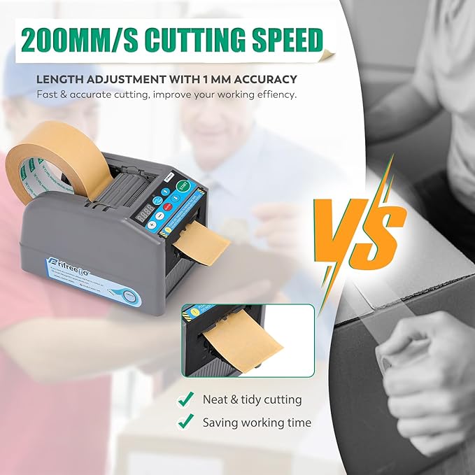Frifreego Automatic Tape Dispenser Electric Tape Cutter, 39" MAX Cutting Length, with Manual & Auto Modes, Cutting Various Tapes with 0.24-2.36" Width, for Office Warehouse Use, Package Packing