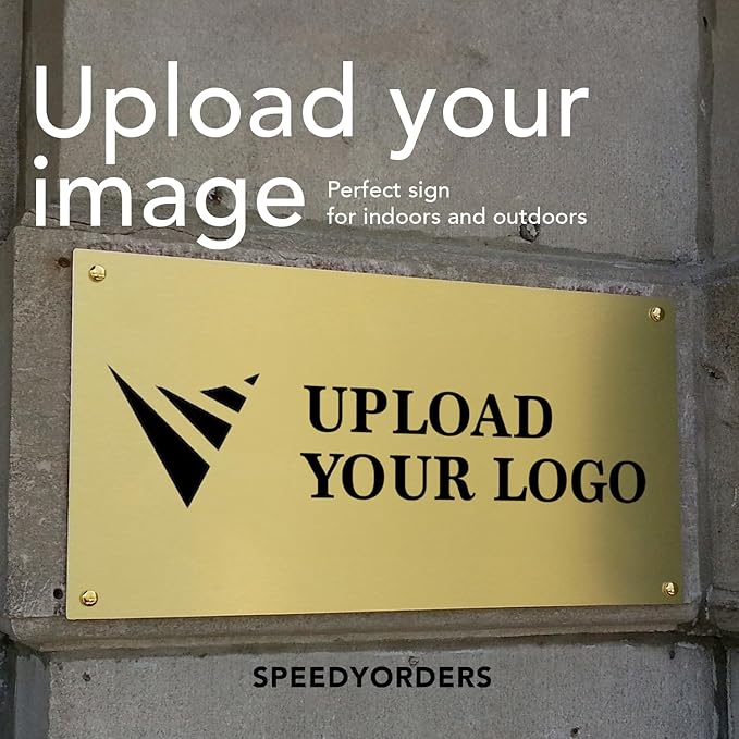 Custom Metal Signs, Personalized Aluminum, Customized Safety, Business Signs, Waterproof Outdoor, White Aluminum (Logo, 18x12 In)