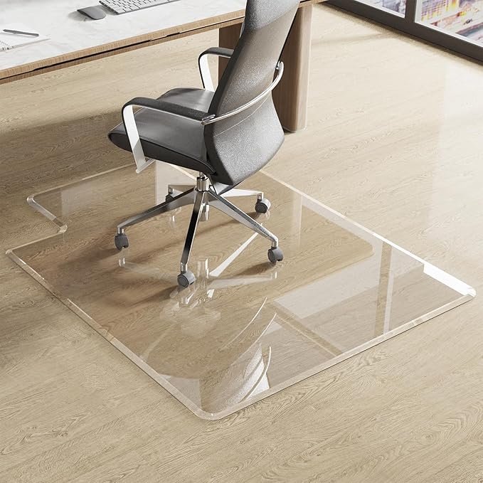 MESAILUP Beveled Edge Irregular Office Chair Mat with Lip for Carpet or Hardwood Floor Crystal Clear 36" x 48" Smooth Glide and Easy Roll On/Off, Heavy Duty and Non-Slip Pad Floor Chair Mat with Lip