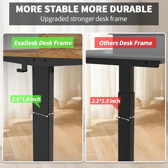 ExaDesk 55 x 30 Inch Electric Standing Desk with 2 Drawers, Adjustable Height Widened Stand Up Desk with Storage, Sit to Stand Ergonomic Workstation for Home Office, Light Rustic