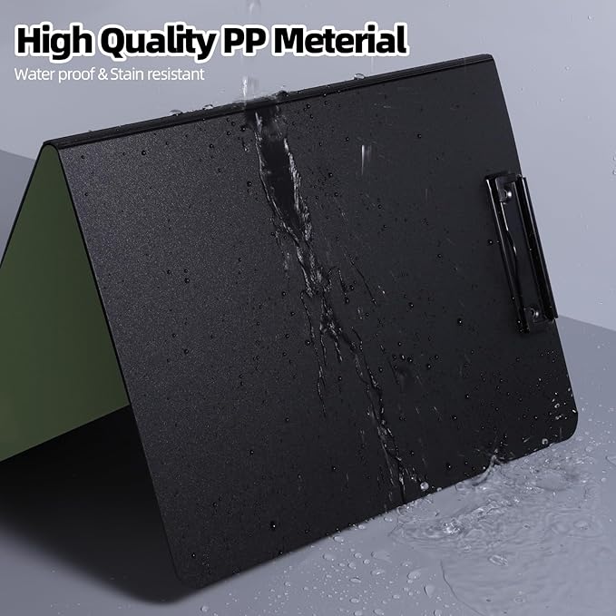FRETONBA Clipboard Folder, 5 Pack A4 Foldable Clipboard with Horizontal and Vertical Double Metal Clips, 360 Degree Foldable Binder Clipboards with Pen Holder, File Cover Folder Clipboards, Green