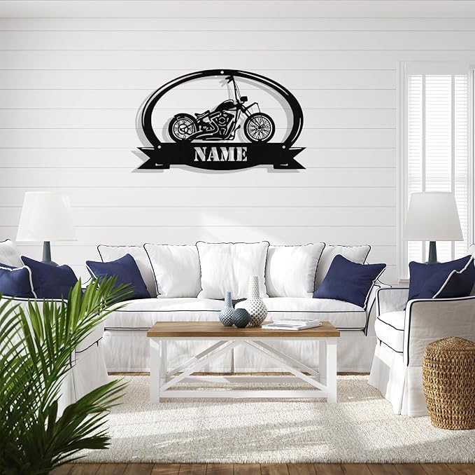 Custom Motorcycle Metal Sign Personalized Biker Name Signs Custom Garage Motorbikes Wall Art Motorcycle Sign Men Room Decor Gifts for Men Husband Rider