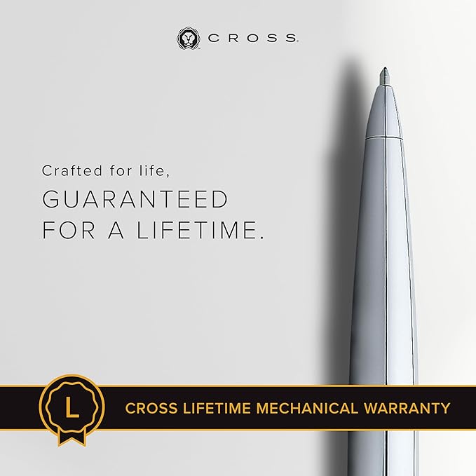 Cross ATX Refillable Ballpoint Pen Presented in a Luxury Gift Box - Medium Point, Black Ink, Pure Chrome