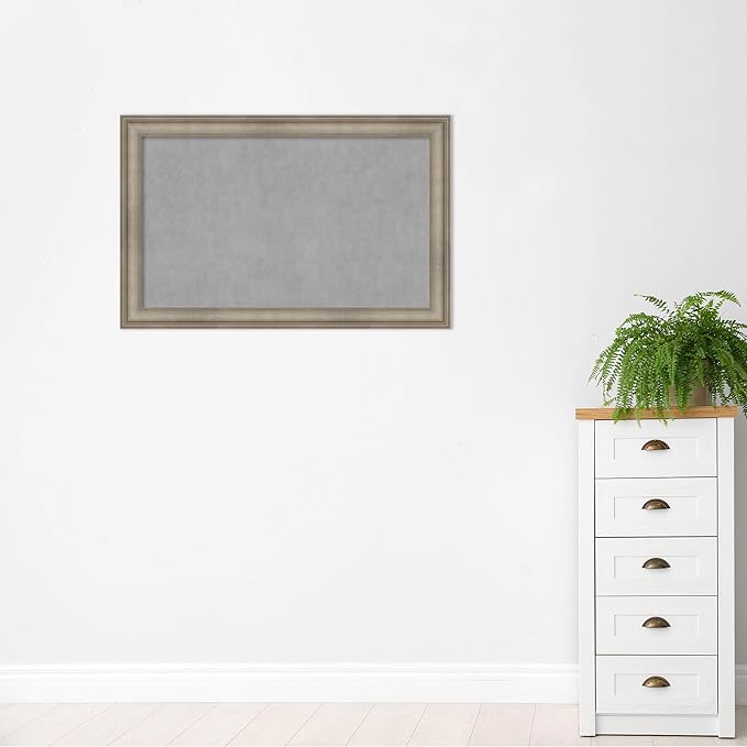 Amanti Art Silver Framed Magnetic Board 29x45 Large Vision Board for use with Magnets, 100% Metal Sheet to Display Items as Office Decor or for Home Organization in mudroom, Kitchen or Kids Room