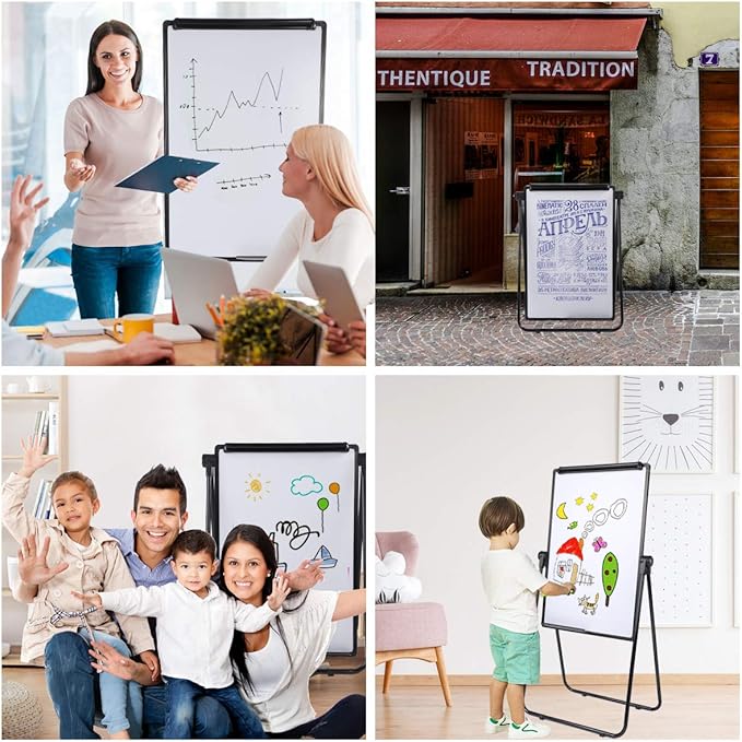 Dry Erase Board with Stand, Double Sided Magnetic Whiteboard, 24 x 36 Portable Height Adjustable White Board with Aluminium Frame
