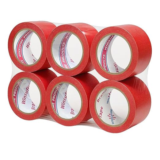WINSUFIRE Duct Tape Heavy Duty, Heavy Object Packaging, and Home Repairing,Strong Adhesive Duct Tape for Indoor Outdoor Repairs, 2-inch by 22-Yard, 6-Roll,Total 132 Yards (Red)