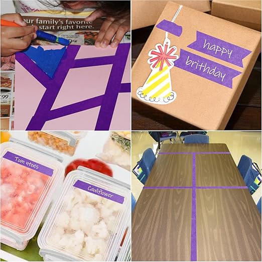 KIWIHUB Purple Painters Tape,1" x 60 Yards x 5 Rolls (300 Yards Total) - 14 Day Easy Removal Decorative Masking Tape for Painting,Labeling,DIY Crafting,Decoration and School Projects