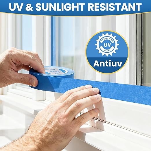 SUNSHINETOP Blue Painters Tape, 6 Rolls Paint Tape 1 Inch Wide (0.98 in. x 55 Yds) Blue Masking Tape Protects Surfaces, Painter's Tape for Indoor and Outdoor Use, Easy Removal (6PCS)