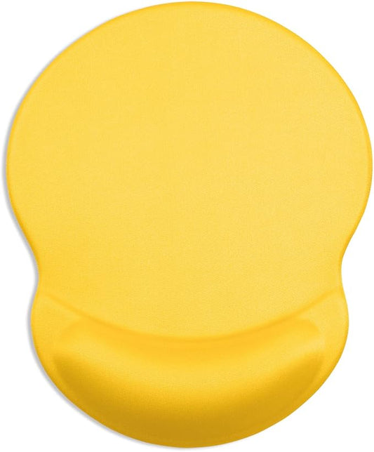 ITNRSIIET Ergonomic Mouse Pad with Gel Wrist Support Small Wrist Rest Smooth Surface Non-Slip PU Base Comfortable Office Supplies Pain Relief, 8.7 x 7.2 inches, Apricot Yellow
